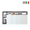 Buffet de salon design moderne 4 portes noir blanc brillant Cadiz BX Vente