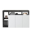 Buffet bas cuisine 3 portes blanc laqué moderne 146cm noir Hailey BX Offre