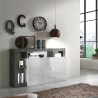 Buffet bas cuisine 3 portes blanc laqué moderne 146cm noir Hailey BX Promotion