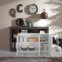Buffet bas cuisine 3 portes blanc laqué moderne 146cm noir Hailey BX Modèle