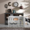 Buffet bas cuisine 3 portes blanc laqué moderne 146cm noir Hailey BX Modèle