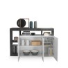 Buffet bas cuisine 3 portes blanc laqué moderne 146cm noir Hailey BX Catalogue