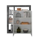 Buffet moderne noir 2 portes blanc brillant Blume BX Remises
