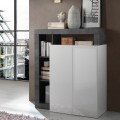 Moderne zwarte woonkamer kast Blume BX met 2 hoogglans witte deuren Aanbieding