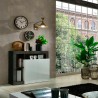 Moderne witte hoogglans dressoir voor woonkamer met 2 zwarte deuren Reva BX Kortingen