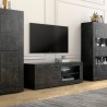 Meuble TV mobile effet marbre noir Diver MB Basic pour un salon moderne. Réductions