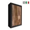 Buffet design industriel 4 portes noir mat et bois Novia NP Basic Vente