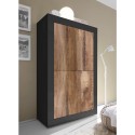 Buffet design industriel 4 portes noir mat et bois Novia NP Basic Remises