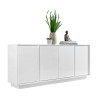 Buffet moderne salon blanc laqué brillant 4 portes 180cm Connie Ice Offre