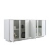 Buffet moderne salon blanc laqué brillant 4 portes 180cm Connie Ice Remises