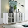 Buffet moderne salon blanc laqué brillant 4 portes 180cm Connie Ice Catalogue
