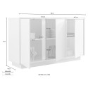 Buffet séjour cuisine 3 portes 138cm blanc brillant Dimas Ice Choix