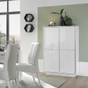Buffet haut moderne 4 portes blanc laqué brillant h145cm Joyce Ice Offre