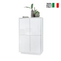 Buffet haut moderne 4 portes blanc laqué brillant h145cm Joyce Ice Vente