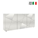 Buffet moderne blanc brillant 181 cm 3 portes miroirs Vittoria WH S Vente