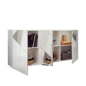 Buffet moderne blanc brillant 181 cm 3 portes miroirs Vittoria WH S Réductions