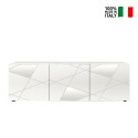 Lage witte glanzende TV-kast 3 deuren 181cm Brema WH Vittoria Verkoop