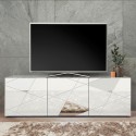 Lage witte glanzende TV-kast 3 deuren 181cm Brema WH Vittoria Aanbieding