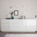 Moderne dressoir met 2 deuren en 3 lades in hoogglans wit Jupiter WH L1 Aanbieding