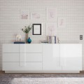 Moderne dressoir met 2 deuren en 3 lades in hoogglans wit Jupiter WH L1 Aanbieding