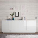 Buffet de séjour 241cm blanc brillant 4 portes Jupiter WH L2 Réductions