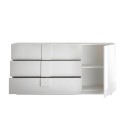 Buffet de salon mobile blanc brillant avec 3 tiroirs Jupiter WH M1 Remises