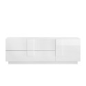 Meuble TV mobile design blanc brillant 1 porte 2 tiroirs Jupiter WH T1 Offre