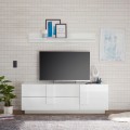 Meuble TV design blanc brillant 1 porte 2 tiroirs Jupiter WH T1 Promotion