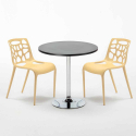 Table ronde noire 70x70 et 2 Chaises Colorées bar café Gelateria Cosmopolitan Caractéristiques