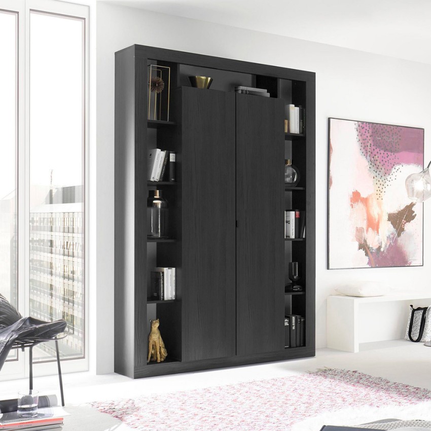 Moderne zwarte houten kolomboekenkast met 2 deuren Albus NR Aanbieding Moderne zwarte houten kolomboekenkast met 2 deuren Albus NR Aanbieding