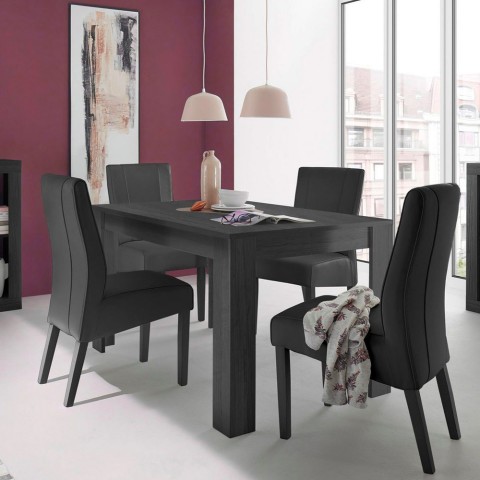 Table de salle à manger extensible noir de 90x137-185cm en bois Avant Rimini. Promotion