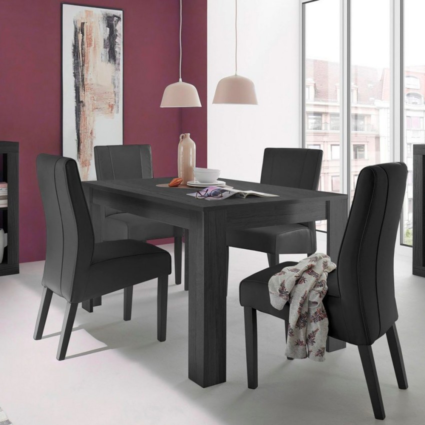Table à manger extensible noir 90x137-185cm en bois Avant Rimini Promotion Table à manger extensible noir 90x137-185cm en bois Avant Rimini Promotion