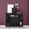 Buffet noir en bois 134 cm design moderne 2 portes Lema NR Remises