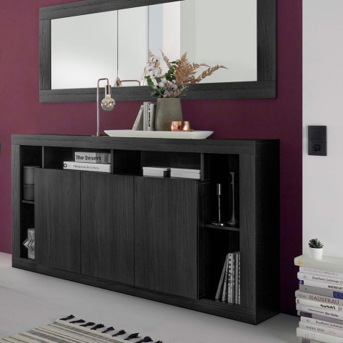 Buffet moderne en bois noir 3 portes 172cm Vivian NR Promotion
