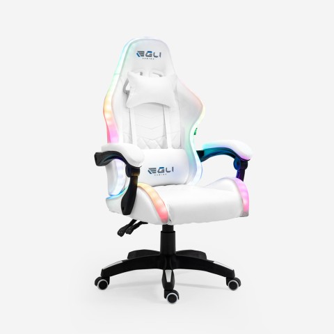 Gaming stoel LED RGB verlichting ergonomische stoel met 2 kussens Pixy Junior Aanbieding