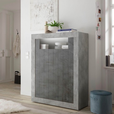 Buffet haut moderne séjour ciment noir 2 portes Sior CX Promotion