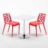 Table Blanche Carrée 70x70 et 2 Chaises Colorées Set Intérieur Bar Café Gelateria Cocktail 