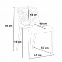 Vierkante salontafel wit 70x70 cm en 2 gekleurde stoelen Gelateria Cocktail 