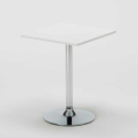 Vierkante salontafel wit 70x70 cm en 2 gekleurde stoelen Gelateria Cocktail 