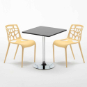 Table Carrée Noire 70x70cm 2 Chaises Colorées Intérieur Bar Café Gelateria Mojito Prix