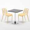Table Carrée Noire 70x70cm 2 Chaises Colorées Intérieur Bar Café Gelateria Mojito Prix