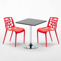 Vierkante salontafel zwart 70x70 cm en 2 gekleurde stoelen Gelateria Mojito Aankoop
