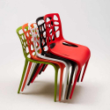 Vierkante salontafel zwart 70x70 cm en 2 gekleurde stoelen Gelateria Mojito 