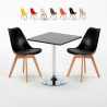 Vierkante salontafel zwart 70x70 cm met stalen onderstel en 2 gekleurde stoelen Nordica Mojito Aanbieding