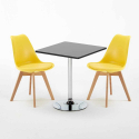 Table noire carrée 70x70cm Avec 2 Chaises Colorées intérieur bar café Nordica Mojito Achat