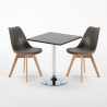 Table noire carrée 70x70cm Avec 2 Chaises Colorées intérieur bar café Nordica Mojito 