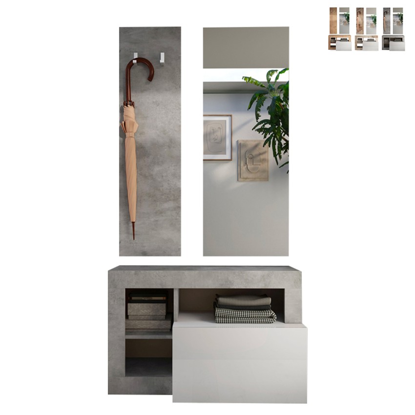 Moderne halset Claire met schoenenrek, kapstok en spiegel Aanbieding Moderne halset Claire met schoenenrek, kapstok en spiegel Aanbieding