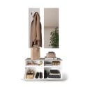 Wandgarderobe set met schoenenkast in hoogglans wit en spiegel Freya Korting
