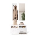 Set porte-manteaux d'entrée avec meuble à chaussures blanc laqué et miroir Freya Offre