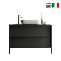 Meuble de salle de bains moderne noir suspendu au sol avec lavabo et 2 tiroirs Bloom 110 Catalogue